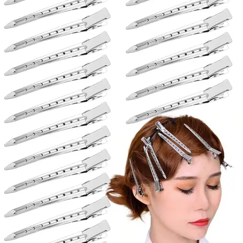 10pcs/20pcs Women Simple Chic Hollow Design 3.54in Alloy Silver Hair Clips, Hair Clips Metal, Suitable For Daily Makeup, Hair Salon Styling, Y2K Style Claw Clips, Hair Barrettes