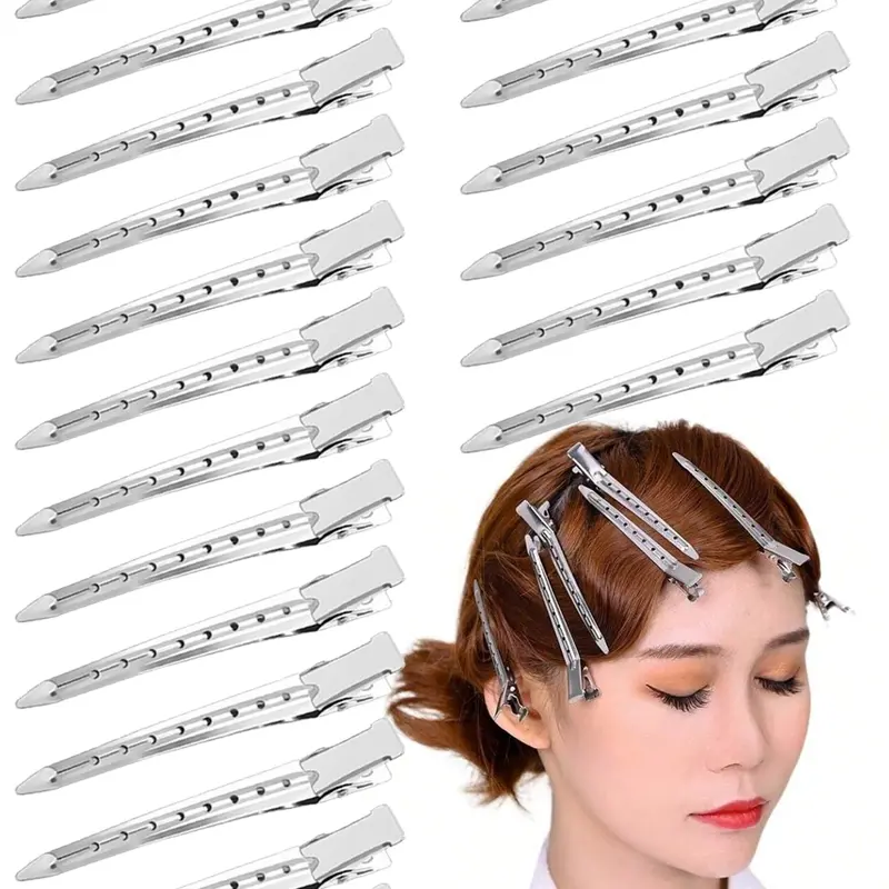 10pcs/20pcs Women Simple Chic Hollow Design 3.54in Alloy Silver Hair Clips, Hair Clips Metal, Suitable For Daily Makeup, Hair Salon Styling, Y2K Style Claw Clips, Hair Barrettes