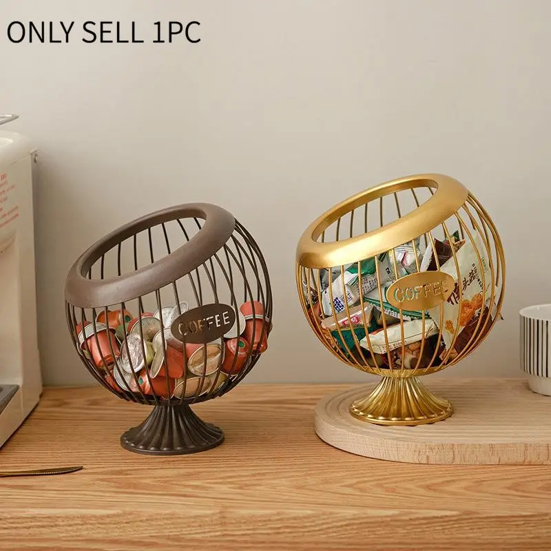 Coffee Capsule Storage Basket, 1 Count Large Capacity Coffee Capsule Holder, Metal Wire Basket for Coffee Beans, Home Organizer for Kitchen, Coffee Bar Accessories