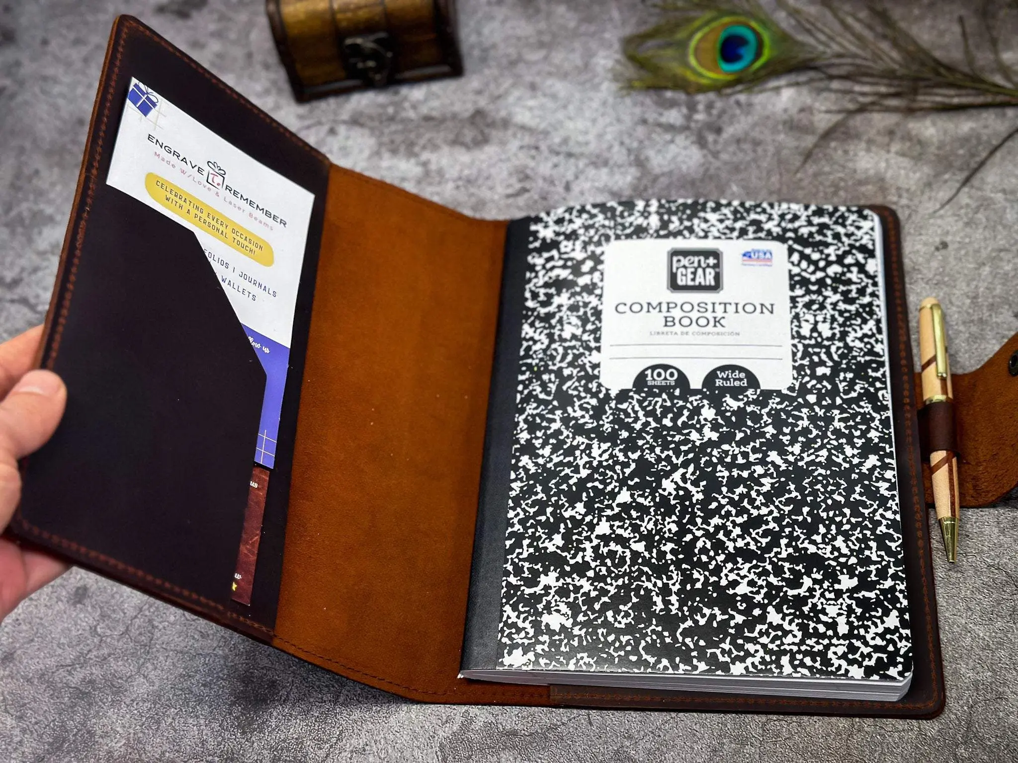 Personalized Full Grain Leather Notebook Cover - Customizable Snap Closure, 9.75x7.5" B5 Composition Cover, Classic Design, Easy to Refill, Protects Notebook, Develops Unique Patina, Ideal Gift for Journal Lovers, B5 Size