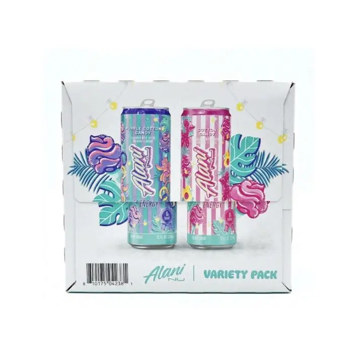 Alani Nu Energy Drink Variety Pack, Cotton Candy & Purple Cotton Candy, 18 Cans (12 fl oz Each)