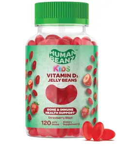 Vitamin D3 Jelly Bean Gummies for Kids, 25mcg/1000 IU Vitamin D, Nutritional Vegetarian Supplements, 120 Strawberry Blast Jelly Beans, Kosher