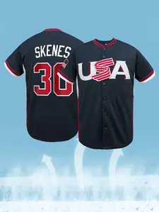 Men's USA #30 Stitched Baseball Jersey, Stitched Name & Number USA Flag Patch Button Down Baseball Shirt, Breathable Sportswear, Athletic Activewear for Men Women Youth, S-3XL, Breathable Athletic Top, Embroidered Baseball Jersey