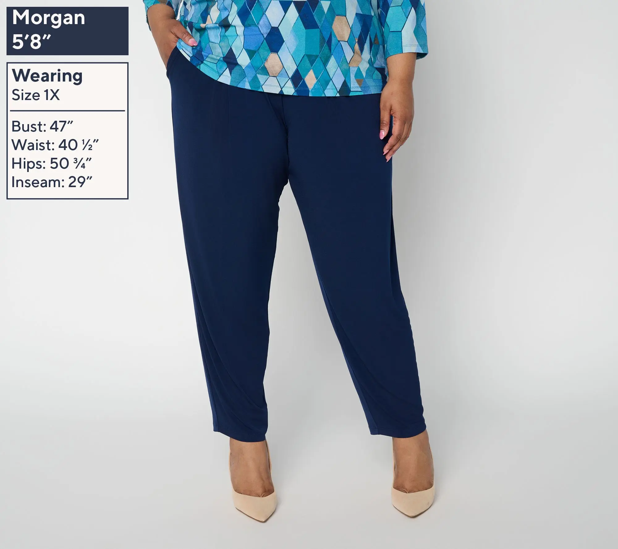 Susan Graver Petite Liquid Knit Barrel-Leg Ankle Pants