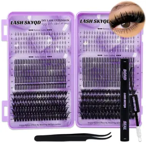 700 PCS Lash Clusters Kit D Curl Bottom/Spike/60D/100D 4 Styles Mix 5-7mm/10-18mm Lashes Book Kit with Bond&Seal Lash Applicator, Diy Lash Cluster, for Beginners &Proficient, Easy Apply Daily, Lash Extensions Kit, False Eyelash Extensions