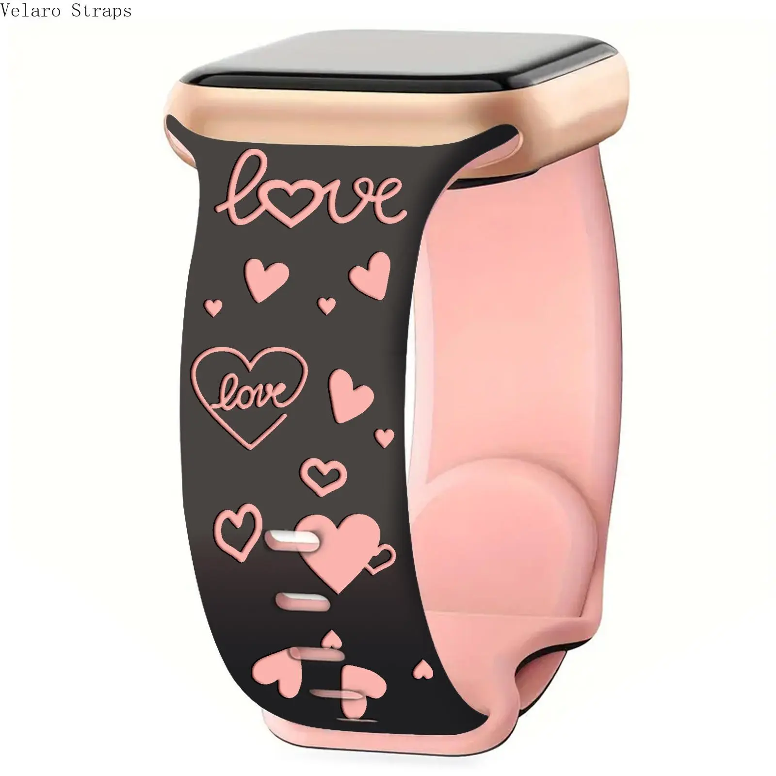 Laser Engraved Love Design Silicone Smart Watch Strap - Wearable Accessory, Adjustable Durable Funky Peppy Glamorous Fashion Accessory for Smart Watches, Accessories