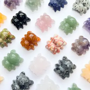 1 Count Mini Crystal Carvings around 74g~78g Rose Quartz,Howlite,Flourite,Yellow Calcite,Red Net Stone