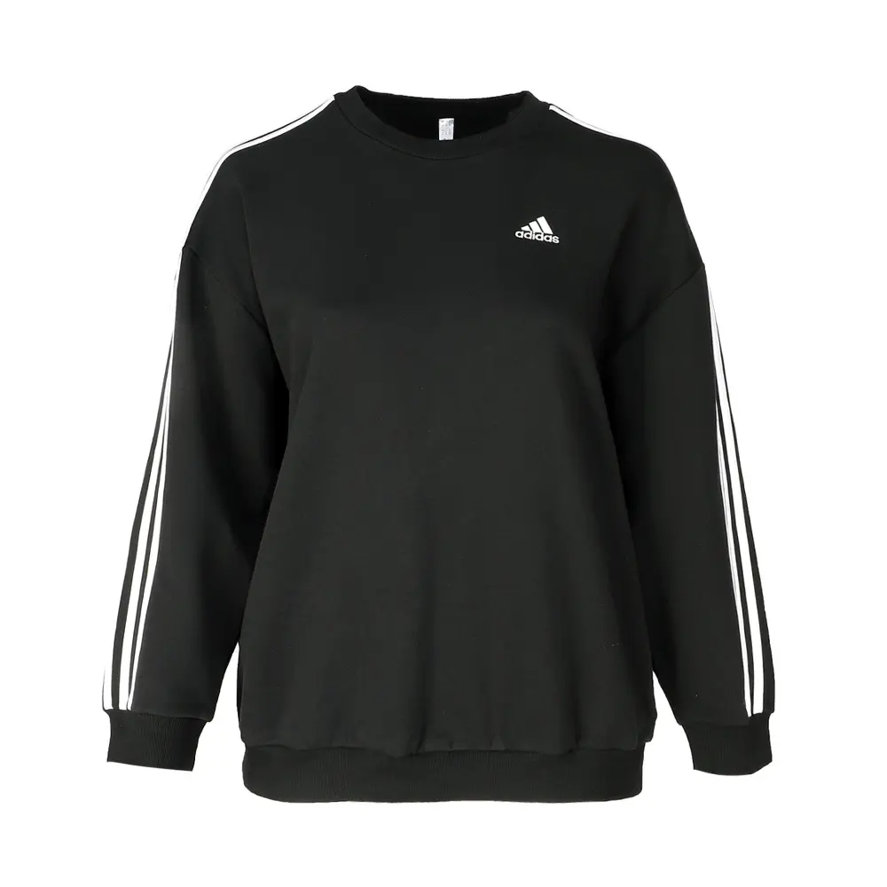 adidas Womens Essentials 3-Stripes Oversized Fleece Sweatshirt Casual - Black