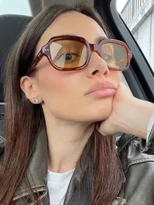 Retro Square Fashion Glasses, Unisex Personalized Eyewear for Daily Wear, Street Photography, Vacation & Summer Beach Travel