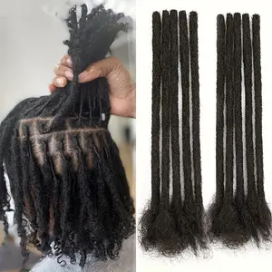 Hot Wholesale 6/8/10/12 Inch Real Human Hair Dreadlock Extensions - Kinky Braided 0.6cm Thick Human Hair for Women, Natural Black, Handmade, Bulk Pack, 10 Stands, Stylish Updo & Everyday Use, Hair Extensions, Stylish Hair Accessory, Highquality Hair