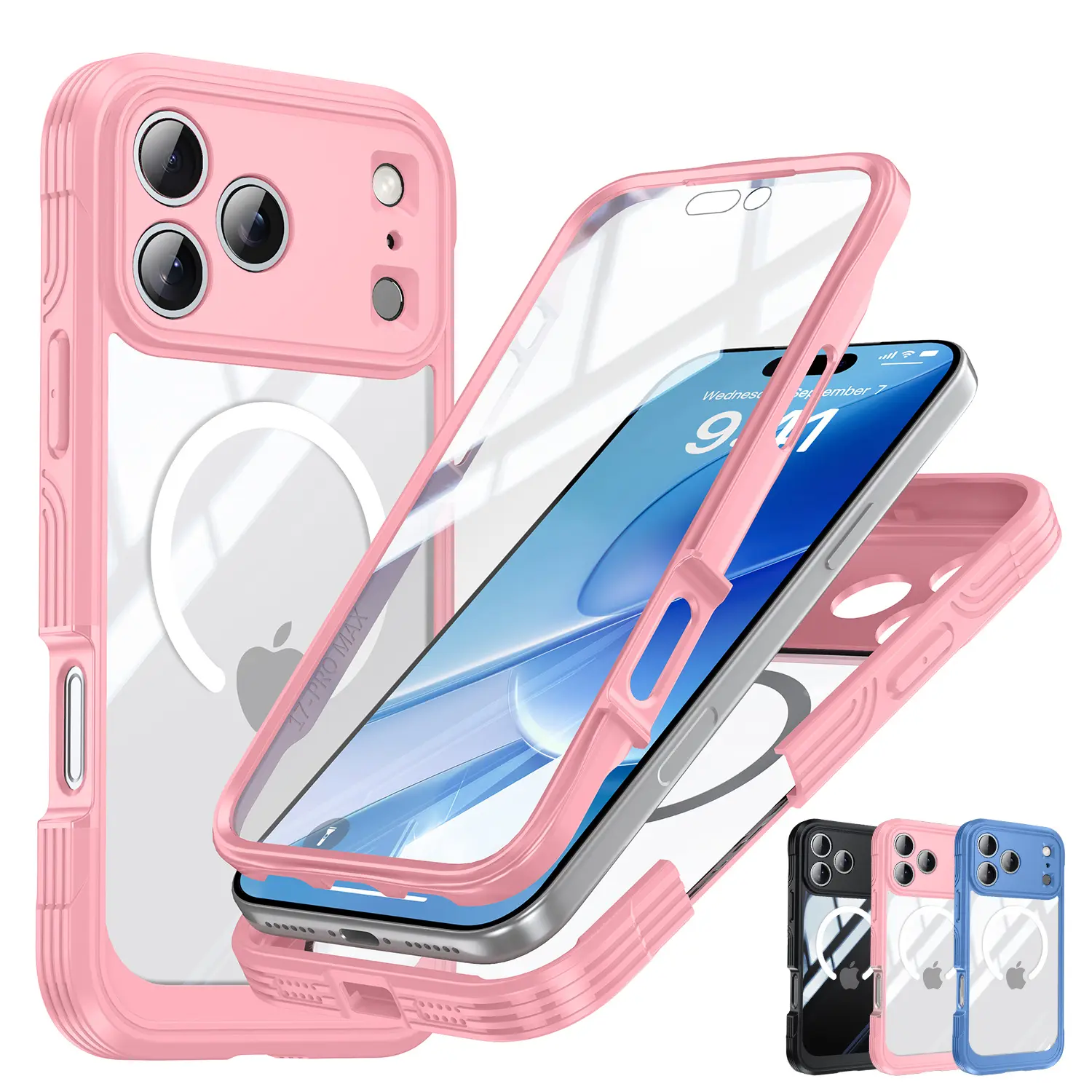 360° Fully Protected Double-sided Transparent Magnetic Case for iPhone 17 Pro Max 16 15 Plus,Built in Screen Protector,Military Grade Rugged Heavy Duty MagSafe Wireless Charging Phone Back Cover#SummerFinds#SummerWins