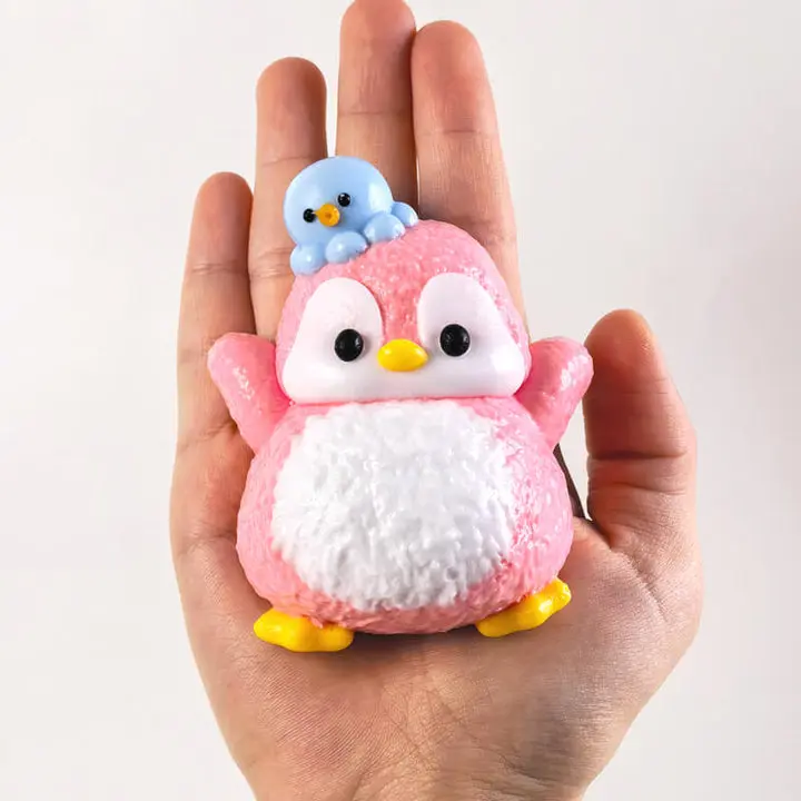 Cute Pink Penguin-Octopus Squishy Stress Ball - BPA-Free Food-Grade Silicone Slow Rise Soft Sensory Stress Relief Model, Washable Toy for Neurodivergent Kids