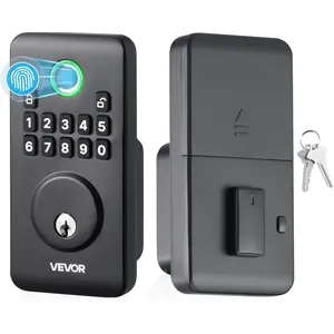 VEVOR Fingerprint Door Lock Set, Electronic Biometric Deadbolt Keyless Entry Door Lock with Handle, Pioneering Easy - Grip Design, Auto Locking, One - Time Code, Anti - Peeking Password, Matte Black