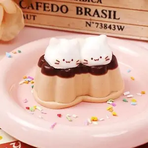 Pawtoto Cute Cat Pudding Charm Squishy Toy Handmade Food Grade Silicon