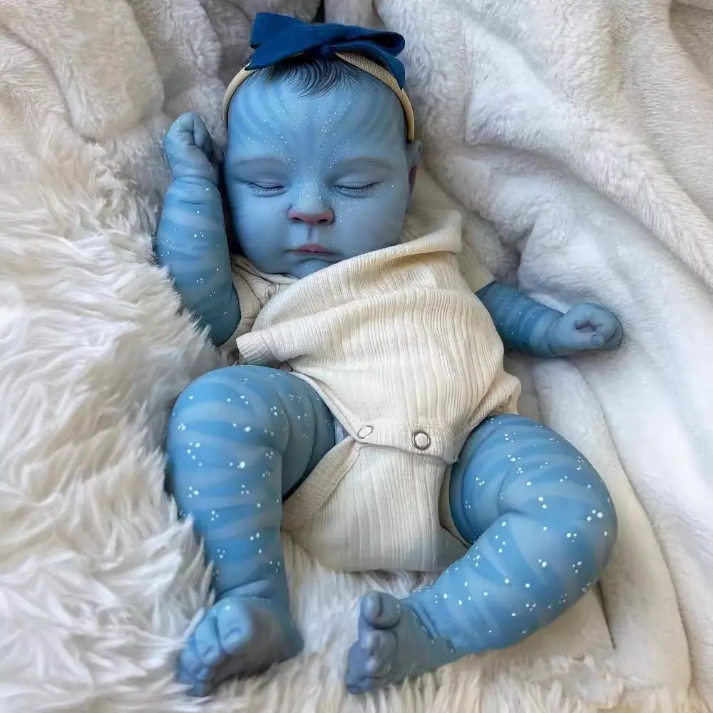 Reborn  Baby Dolls 20 inch Vinyl Painted Hair Baby Doll  Toy Soft Vinyl Reborn Baby Dolls Avatar Asleep Newborn Toddler Play Doll with Feeding Kits Birthday Valentine's Day Gift