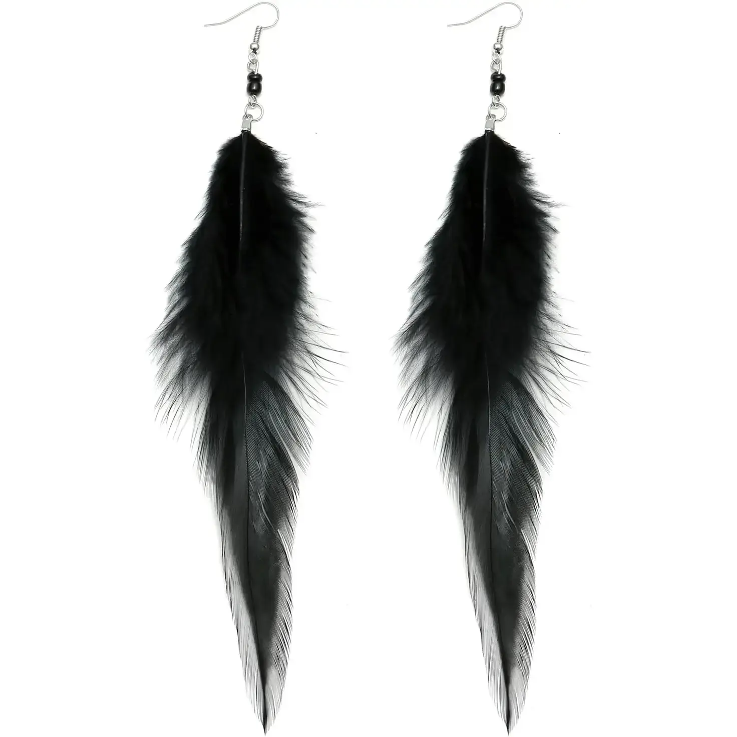 Long Feather Earrings for Women, Boho Bohemian Earrings Multicolor Tassel Handmade Feather Earrings for Women Dangling