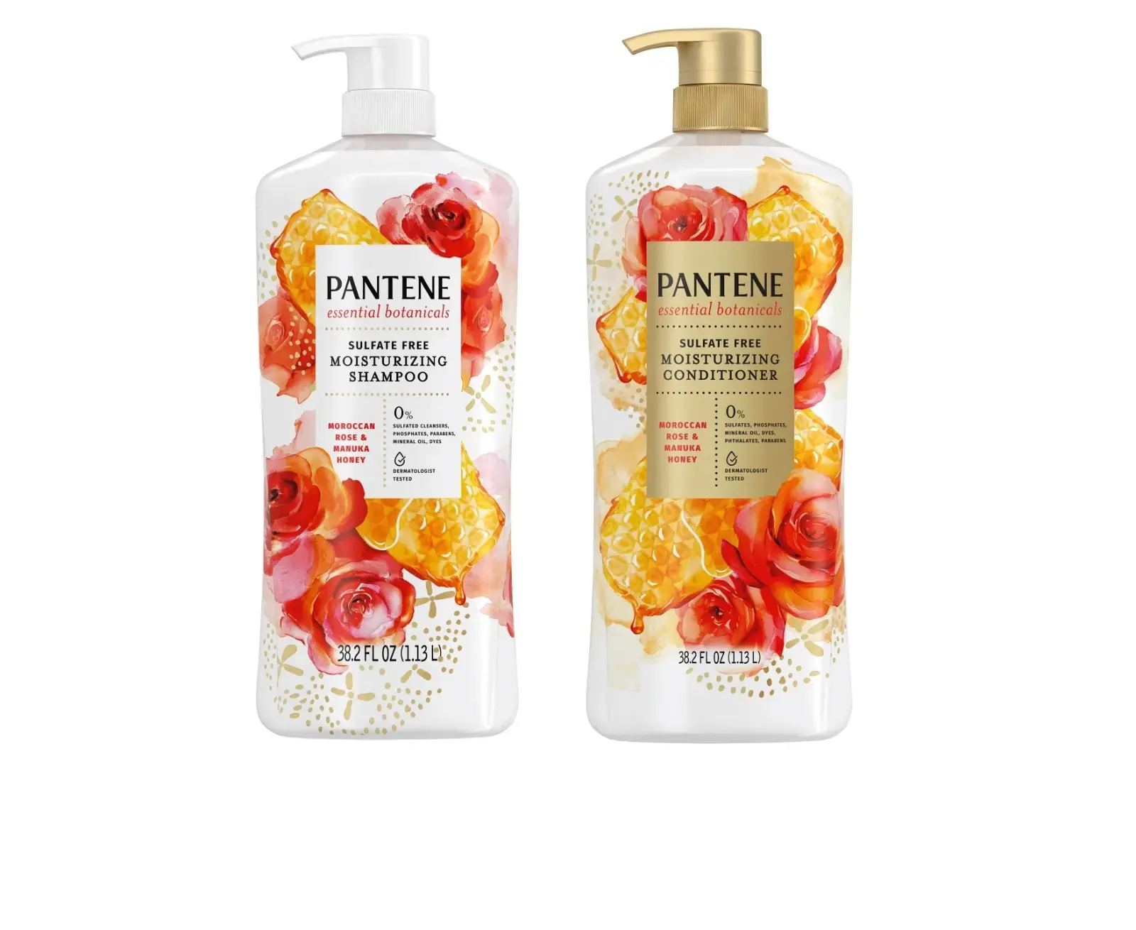 Pantene Essential Botanicals Shampoo & Conditioner Set, Sulfate-Free Hydrating Haircare with Moroccan Argan Oil, Orange Blossom Scent, 38.2 fl oz, Cleanser, Daily, Youth, Hydration Boost, Floral, Natural, None, 0% Alcohol Shampoo & Conditioner Kits, Conta