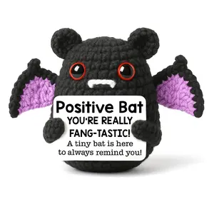 Halloween Bat Decoration Gifts - Have a Fang-Tastic Halloween, Handmade Crochet Hanging Bats Plush Gift for Gothic Goth Spooky Vampire Witchy Home Decor Women Kids Teens Girls Stuffers, Crochet Figure