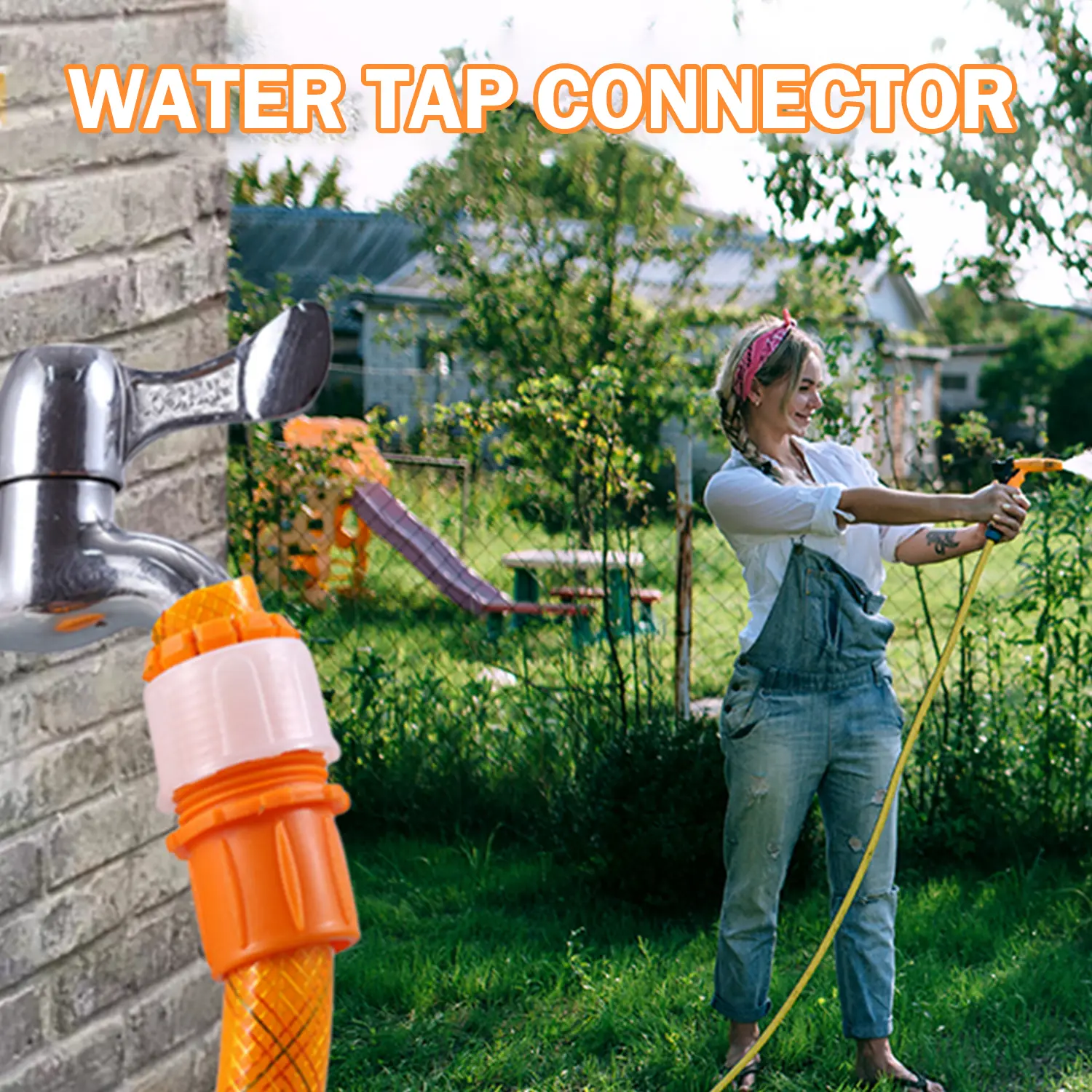 3 Counts Orange Universal Water Connector Tap, Water Tap to Hose Connector, Universal Garden Adapter for Kitchen Faucets and Outdoor Irrigation