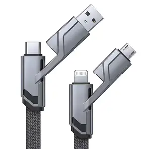 Universal 4 in 1 Charging Cable Braided Multi Device USB Cord Fast Charging Adapter Wire for Android Type C Micro USB Devices