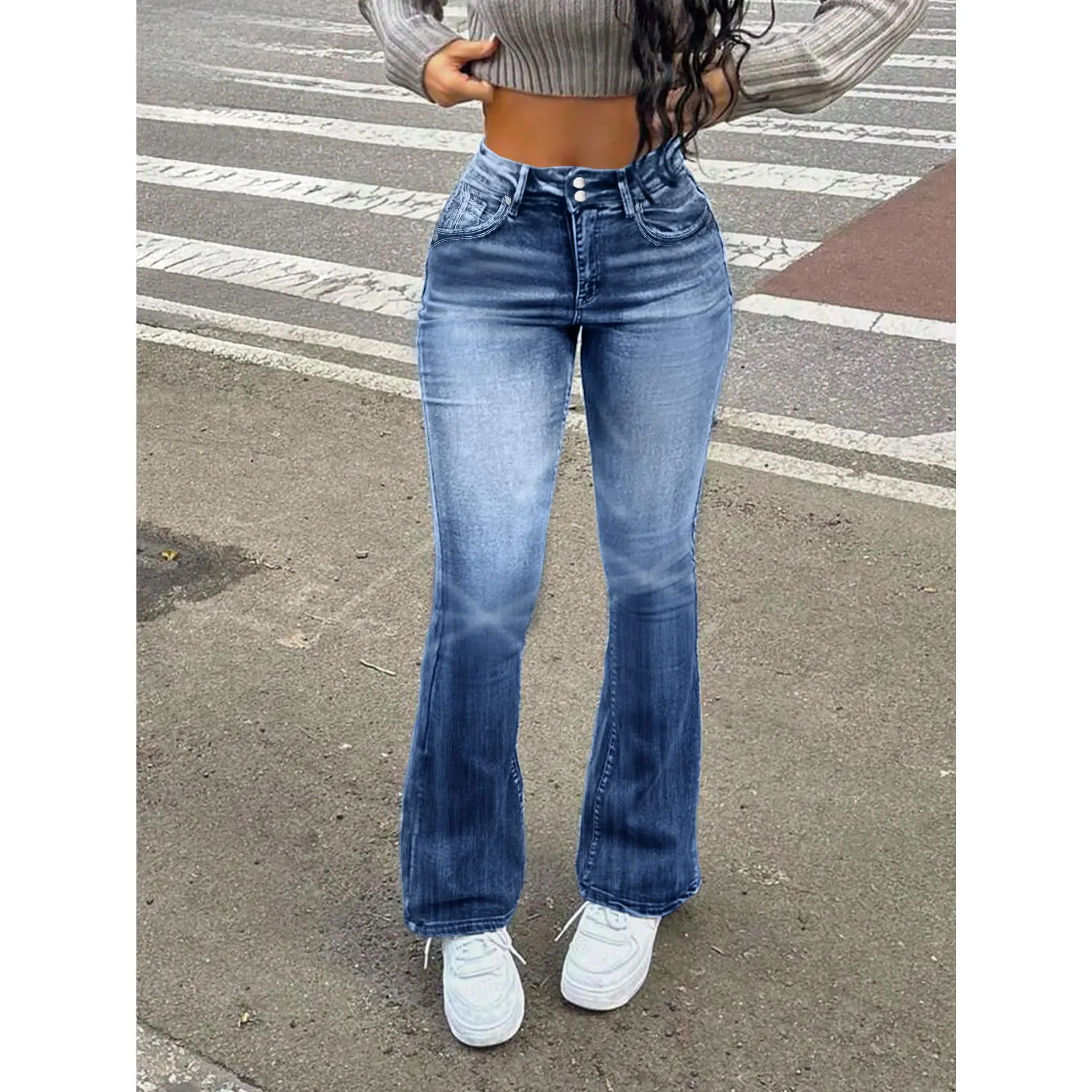 Women's slim and sexy bell bottom pants, long pants, ripped jeans, back to school students, opening ceremonies, teacher attire, parties, birthday parties, nightclubs, nightclubs, rebellious girls, celebrations, music festivals, concerts, motorcycle riders