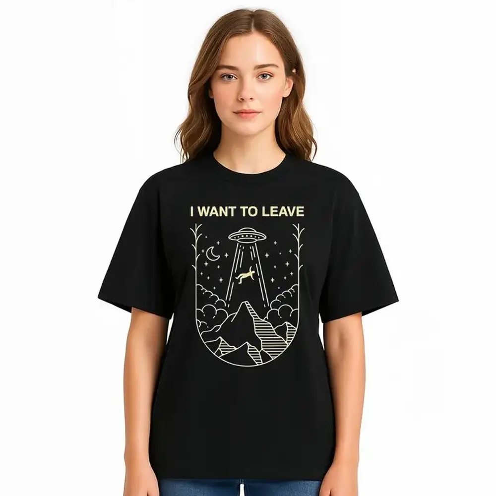 Men's Vintage Funny Alien Print UFO Graphic Sweatshirt - 100 Cotton Clothing, Casual Basic Tees, Short Sleeve Tops for Alien Lovers, Casual Wear & Themed Parties