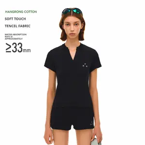 FPA Women’s Cropped V-Neck T-Shirt – Soft Combed Cotton, Quick Dry, Logo Detail, Summer Casual Athletic Tee Muscle Slim Polo t shirts women