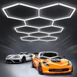 DIY Hexagon Garage Lights: 329W 8 Grids Hexagon LED Lights - Easy Install 6500K Super Bright Honeycomb Lights Ceiling for Garage, Warehouse, Car Detailing Shop, Exhibition Hall, Gym