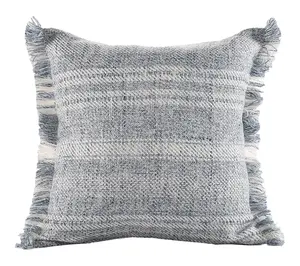 Ox Bay Gray/Ivory Striped Down Alternative Pillow, 20" x 20"