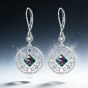 AELNEN Totem Rainbow Mystic Topaz Dangle Earrings for Women, Fashion Jewelry for Holiday Gifts & Daily Wear