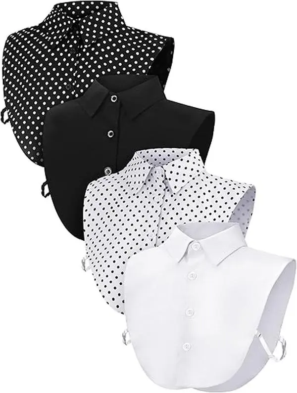 2pcs/4pcs fashionable detachable half sleeved shirts with fake collars, elegant detachable fake collars, round collar fake collar half sleeved shirts, clothing accessories, holiday gifts