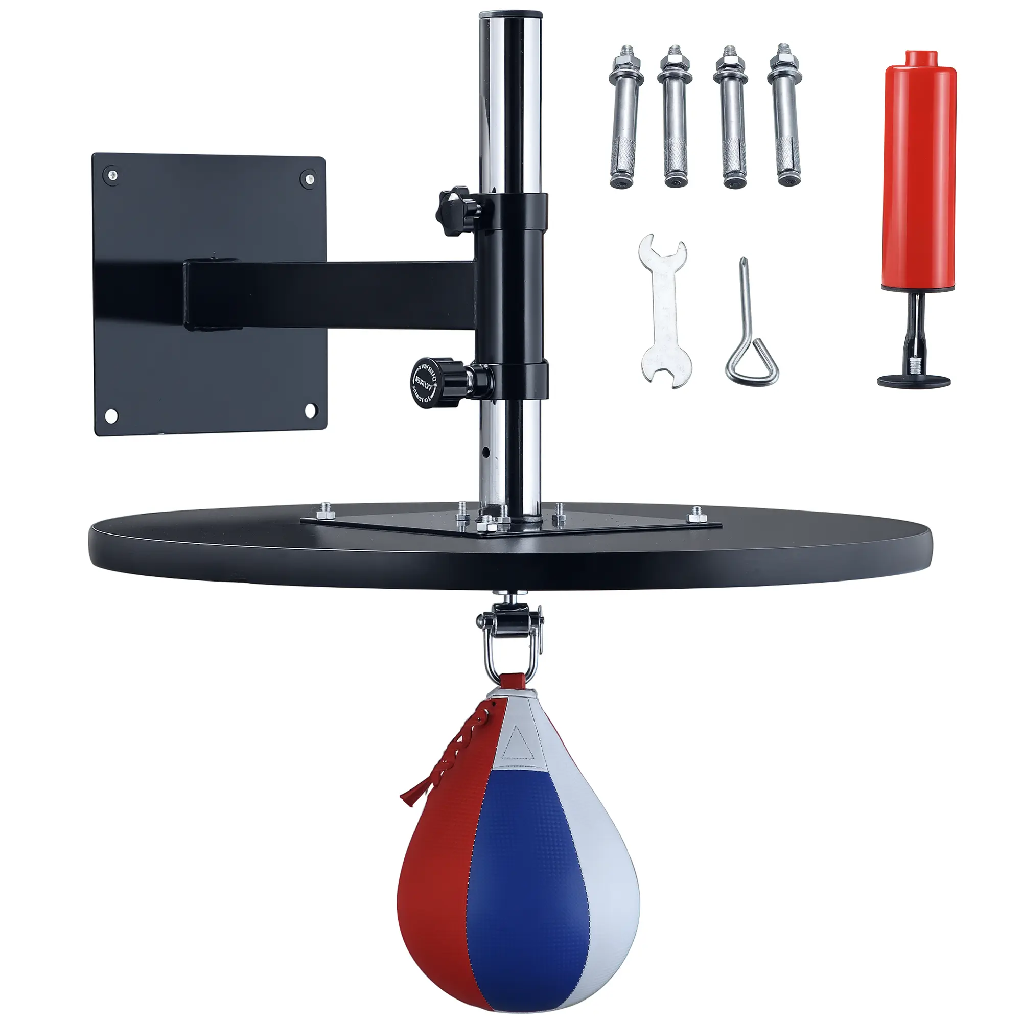 Soozier Speed Bag Boxing Punching Bag with Height Adjustable, Wall Mount Door Speed Bag, Martial Arts, MMA, and Boxing Equipment for Home Training, 9" H x 7" Dia.