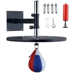 Soozier Speed Bag Boxing Punching Bag with Height Adjustable, Wall Mount Door Speed Bag, Martial Arts, MMA, and Boxing Equipment for Home Training, 9" H x 7" Dia.