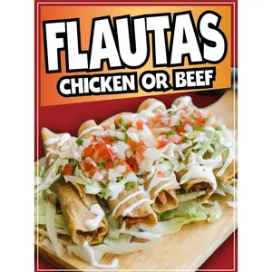 Flautas Sticker Window Decal Truck Concession Vinyl Restaurant Wall poster Sticker Food Decal Flautas Signs