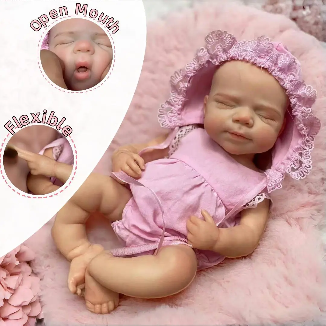 Otarddolls 13in Pascale Reborn Baby Doll - Full Body Silicone Girl Doll, Hand-Painted Skin, Pink Suit, Flexible Waterproof, Openable Mouth, Children's Gift for DIY Specialty Supplies, Reborn Dolls
