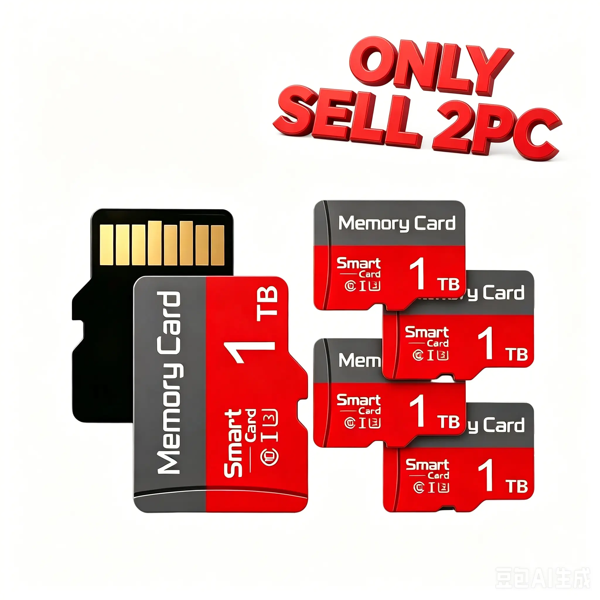 2 Complete Sets 1TB  Card with Adapter, Durable SD Memory Card for Car Audio & Dash Cams,  TF SD Cards for Surveillance Cameras, Micro SD Card for Mobile Phones, SD Card for PC & Data Storage