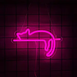 Cat Neon Signs Lights Decor Animal USB Operated Decorative LED Neon Light Sign for Home Wall Party Wedding Birthday Kids or Girls Room(Lovely Cat),Easy to Install