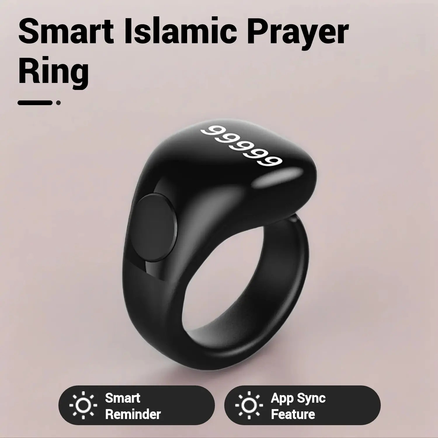 Smart Zikr Count Ring, Minimalist Modern Islamic Design For Muslim, Button Counter, Tasbih Counter, 33/99 Dhikr Vibration Reminder, APP Sync, Muslim Daily Prayer Tool