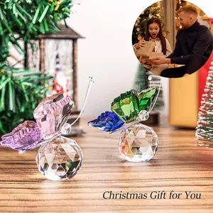 Table Decor Set with Crystal Butterfly Statue, Home Decoration Includes Moon and Sun Light Catcher, Birthday Gift for Lover or Friend