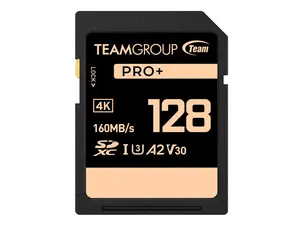 Team Group 128GB PRO+ SDXC U3 V30 A2 4K SD Card, Read/Write Speed Up to 160/90MB/s (TESDXC128GIV3001)