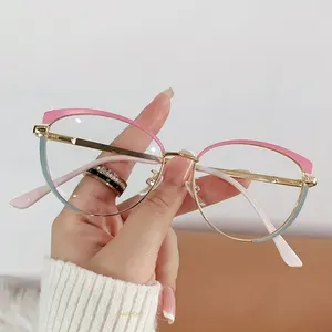 OvalletOoh Trendy Rhinestone Cat-Eye Eyeglasses, Bling Decor, Women's Fashion Casual Eyewear