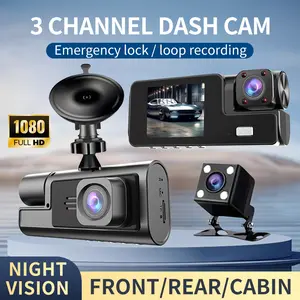 3-channel driving recorder with high-definition resolution, FHD1080P, Ultra wide angle reverse vision, real-time recording with onboard black box, high-definition night vision with G sensor, loop recording