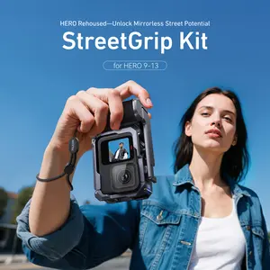 TELESIN Metal Street Grip Vlog Kit for GoPro Hero 13-9 | Quick Battery Access & Seesaw Shutter | CNC Aluminum Cage with TF Card Slot | Ultimate Handheld Camera Rig