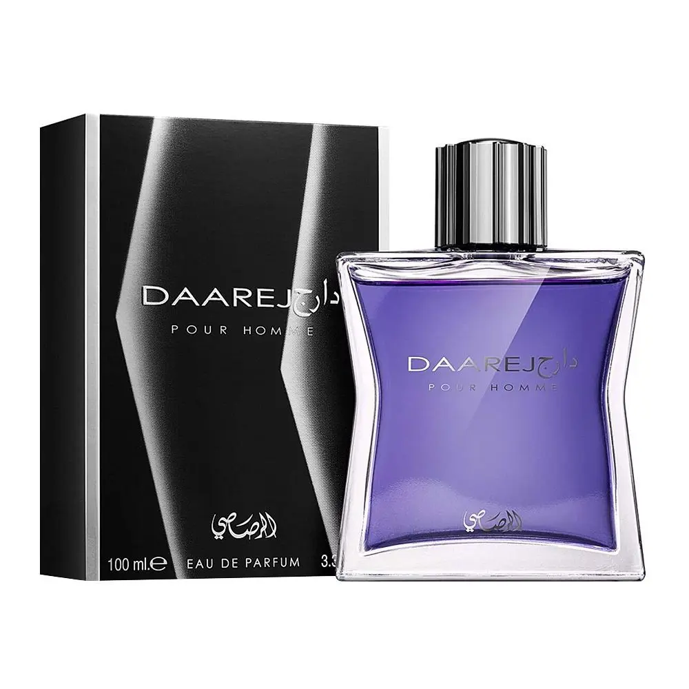 Rasasi Daarej Vegan Eau de Parfum for Men - 100ml (3.4 oz) Aromatic Woody Fragrance, Sweet Vanilla, Sandalwood, Long-Lasting Scent, Powdery Notes, Vanilla EDP Perfume, Sandalwood Perfume