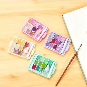 10-Color Solid Watercolor Paint Set with Small Water Bottle, Art Painting Supplies, Perfect for Painting, Calligraphy, DIY Cards, Art Materials