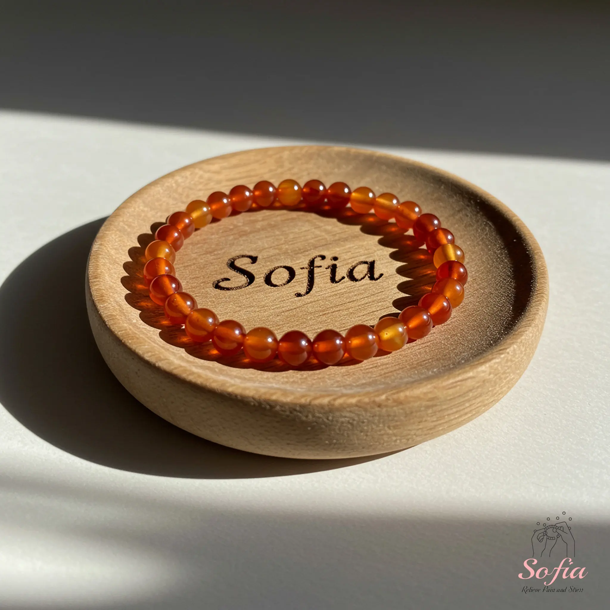 Sofia 6mm Natural Carnelian Red Orange Natural Crystal Stretch Bracelet, Handmade Bohemian Style Elastic Jewelry for Men Women, Daily Use Gift, Bohemian Bracelets, Natural Crystal Bracelets