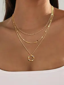 Women's layered pendant necklace, men's three-piece pendant chain, trendy and unique jewelry, stacking high-end fashion sense, grasp the fashionable atmosphere ✨ Gifts for women, graduation gifts, women's fashion accessories, Layered Necklaces