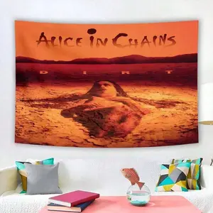 Alice In Chains Classic Music Cover Tapestry - Polyester Print Style Home Decor, Machine Washable Bedroom Wall Hanging, Wedding & Christmas Decoration