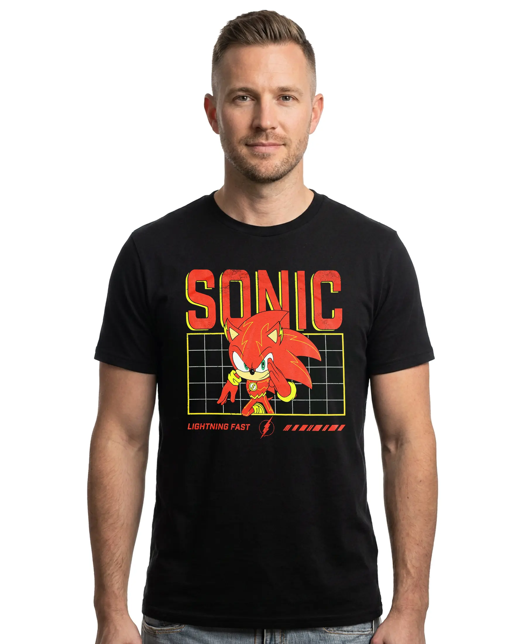 Men's Superhero Graphic T-Shirt, Breathable 100% Cotton Short Sleeve Apparel Featuring a 'Lightning Fast' Speedster Suit, Relaxed Fit, Traditional