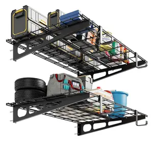 Heavy-Duty Garage Wall Mounted Shelves,2x4 ft Wall Mounted Storage Shelves, 400 LBS Load Capacity Garage Storage Floating Rack, 2 Pack, Suitable for Shop, Shed,Storage